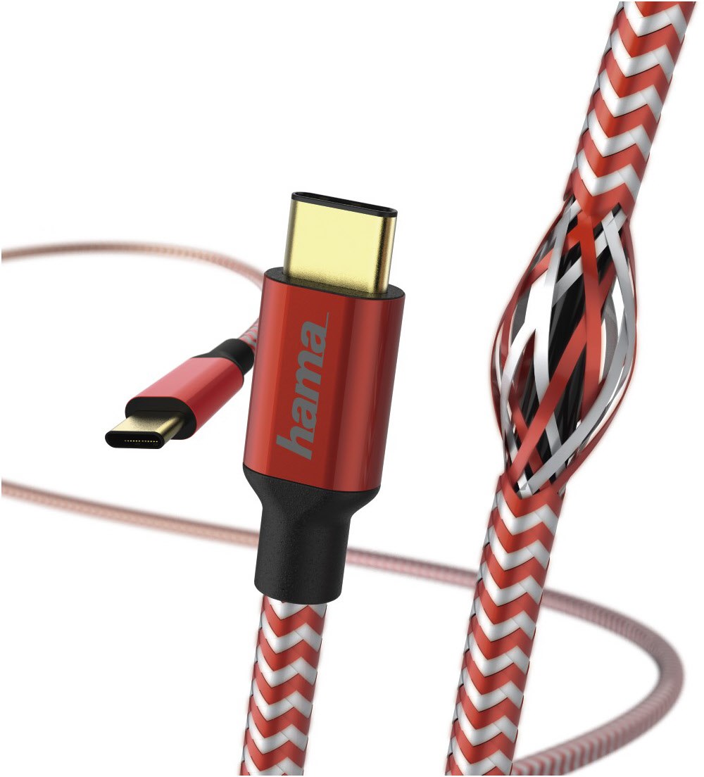 Lade-/Datenkabel Reflective (1,5 m) rot USB Type-C>USB Type-C von Hama