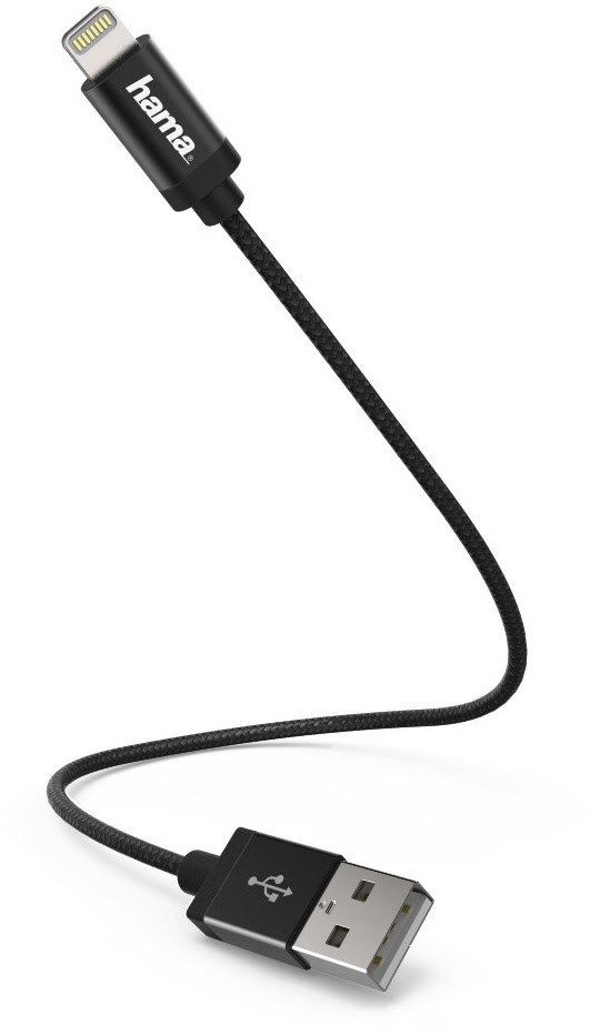 Lade-Sync-Kabel Lightning (0,2m) schwarz von Hama