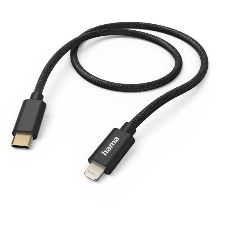 Ladekabel Fabric (1,5m) USB-C>Lightning schwarz von Hama
