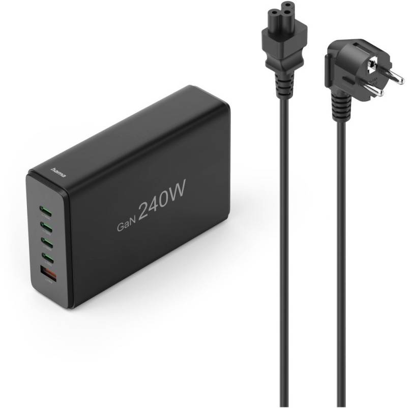 Ladestation 5-fach (240W) 4x USB-C, 1x USB-A schwarz von Hama