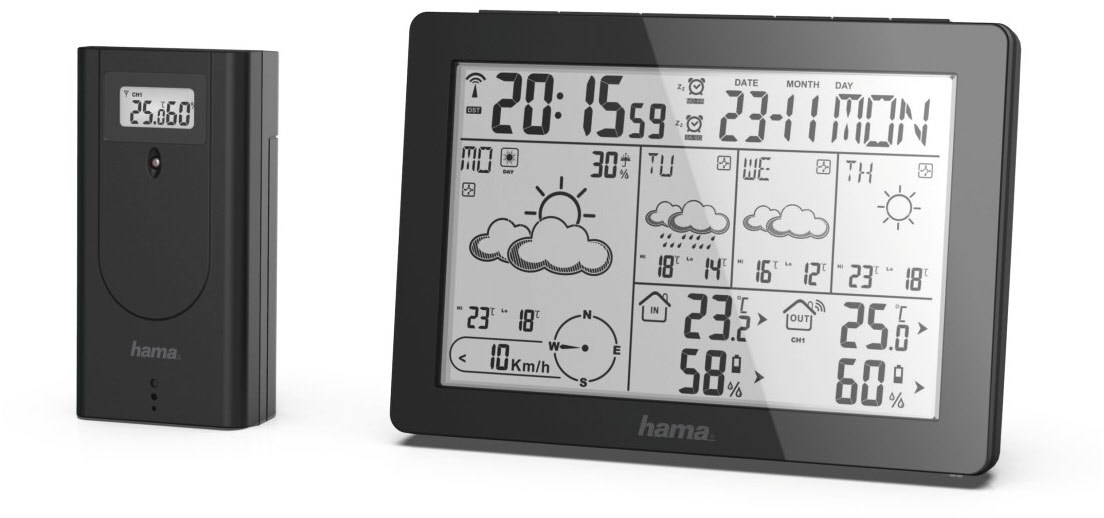 Meteotime Wetterstation 00186369 schwarz von Hama