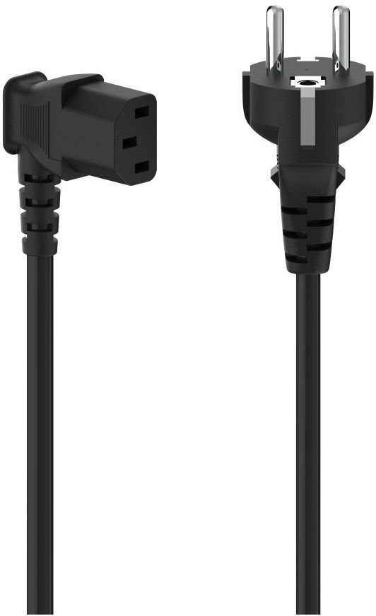 Netzkabel 90° (5m) für Kaltgeräte schwarz von Hama