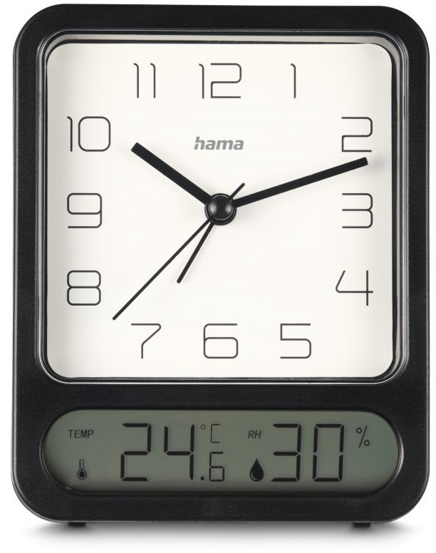 Pag Wecker mit Thermometer/Hygrometer schwarz von Hama