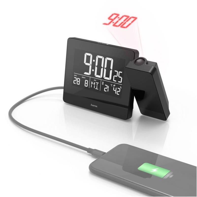 Plus Charge Projektionswecker 00186332 schwarz von Hama