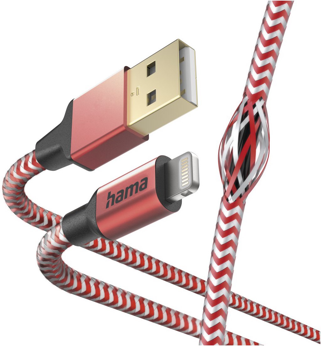 Reflective USB > Lightning (1,5m) rot von Hama
