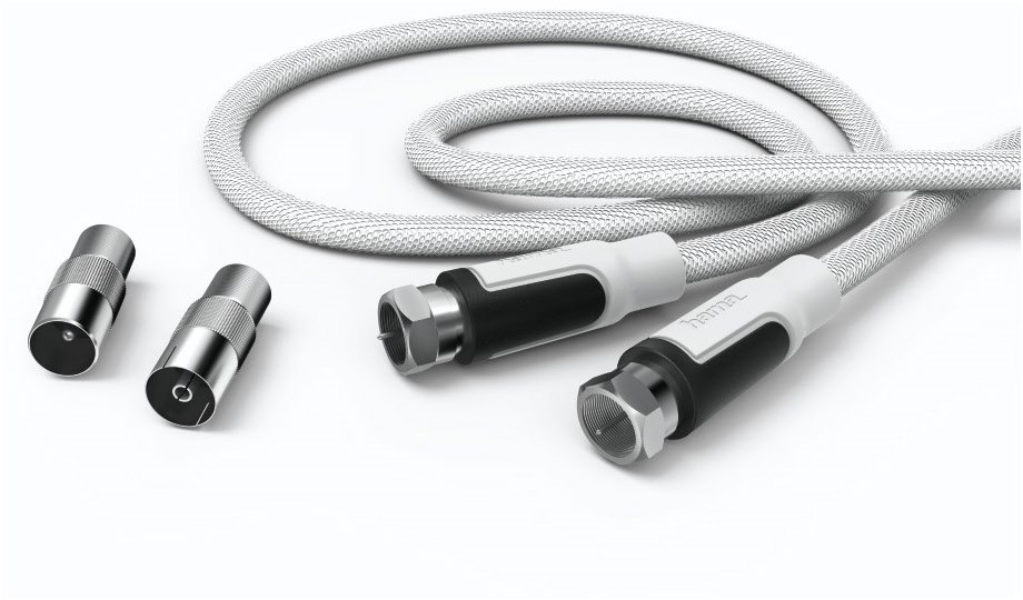 SAT-Anschlusskabel, Gewebe (3m) weiss von Hama