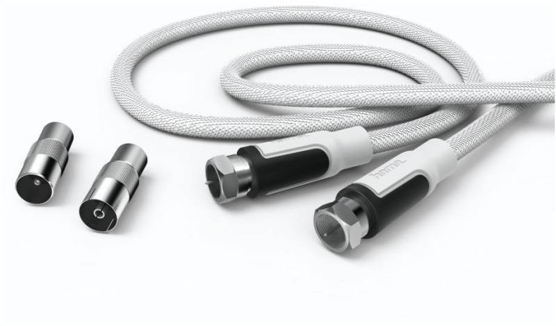 SAT-Anschlusskabel, Gewebe (3m) weiss von Hama