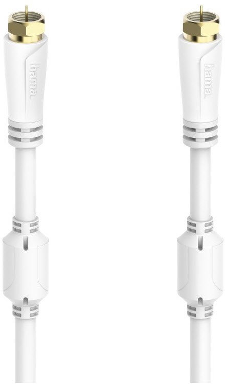 SAT-Anschlusskabel 100 dB (3m) F-Stecker>F-Stecker weiss von Hama