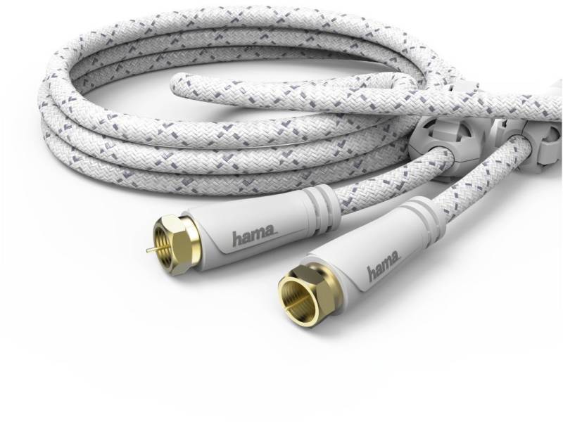 SAT-Anschlusskabel 120dB (5m) F-Stecker>F-Stecker weiß von Hama