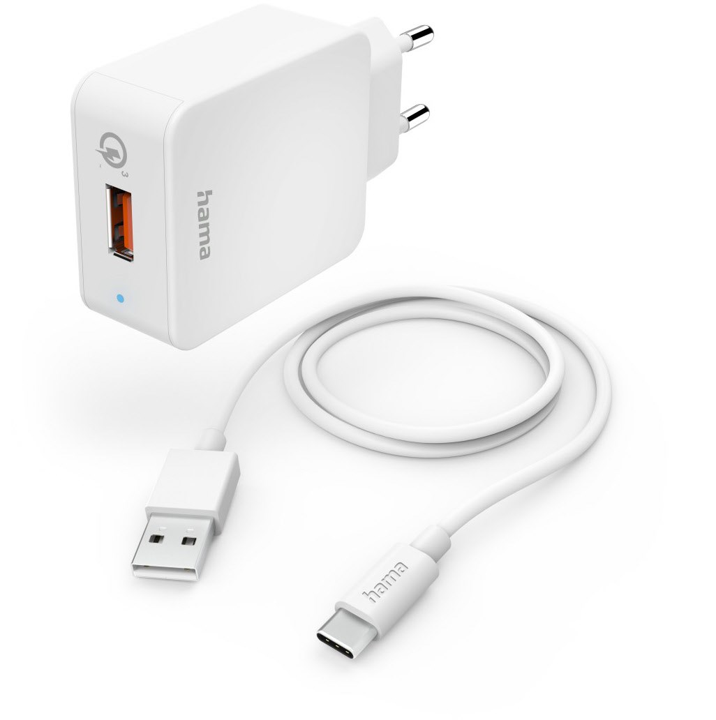 Schnellladegerät (19,5W) mit USB-Type-C-Ladekabel (1,5m) weiß von Hama