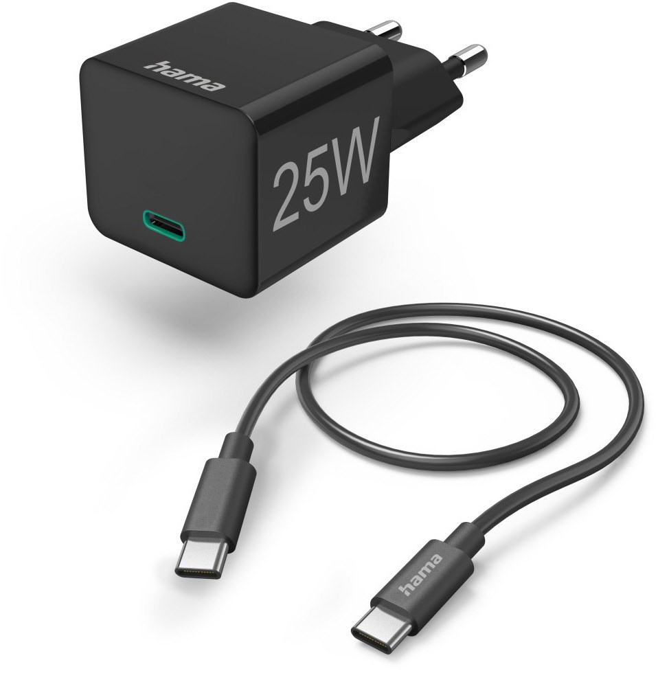 Schnellladegerät (25W) mit USB-Type-C-Ladekabel (1m) schwarz von Hama