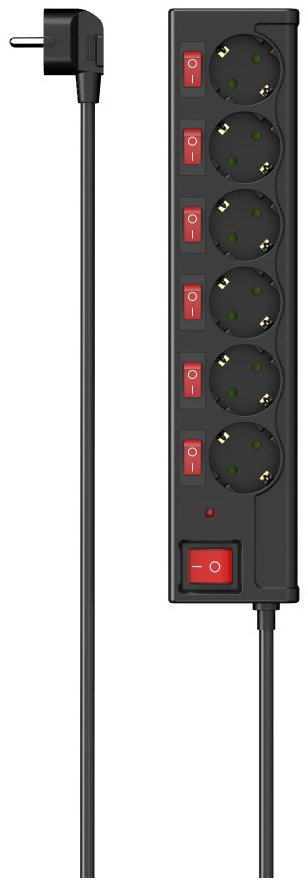 Steckdosenleiste 6-fach (1,4m) schwarz von Hama