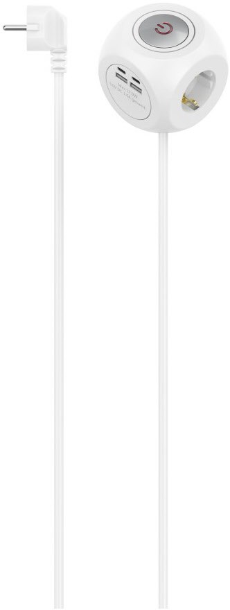 Steckdosenwürfel 3-fach (1,4m) mit Schalter weiß von Hama