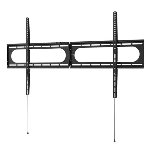Hama TV Wandhalterung (TV Wandhalterung 120 Zoll, VESA 50x50 bis VESA 1100x600, bis 100 kg, Wandabstand 2,8 cm, flach, starr, fest, Wandhalterung Fernseher, mit Fischer Dübeln) schwarz von Hama