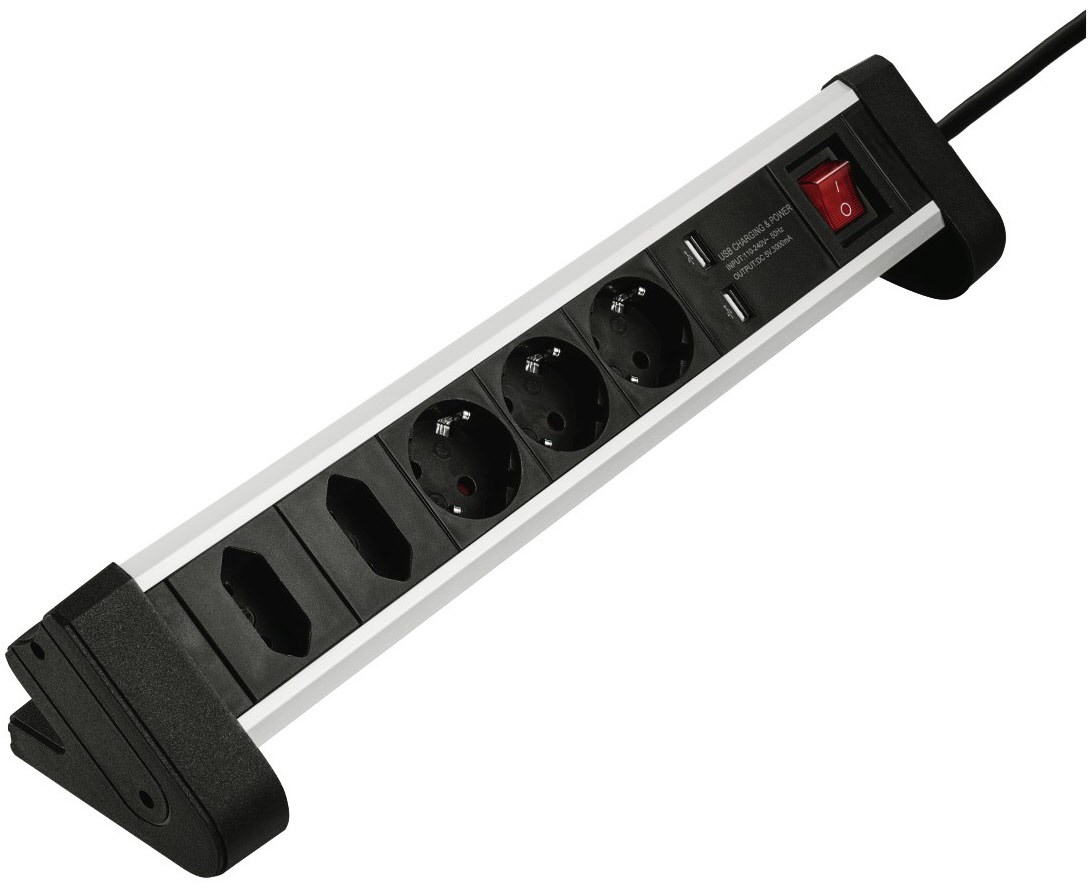 Tisch-Steckdosenleiste Aluminium Tisch-Steckdosenleiste Aluminium von Hama