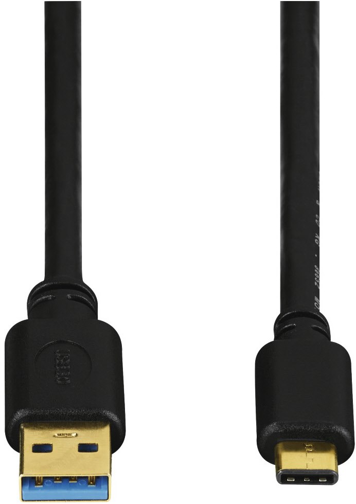 USB-C-Adapterkabel vergoldet (1,80m schwarz von Hama