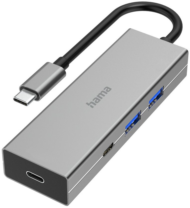 USB-C-Hub 4 Ports, USB 3.2 Gen1 2x USB-A, 2x USB-C 5 Gbit/s grau von Hama