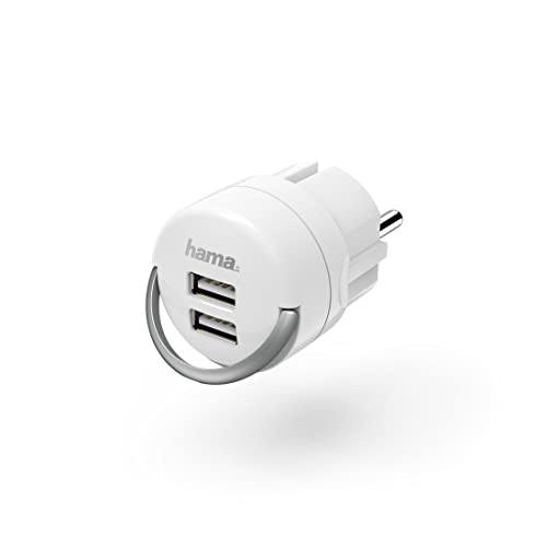 USB Steckdose Adapter für USB Ladegerät, 2 Ports (Ladeadapter mit 2,4A, kompakter USB Doppelstecker für Smartphone, Tablet, Kamera, Smartwatch, MP3 Player, Bluetooth Lautsprecher) weiß von Hama