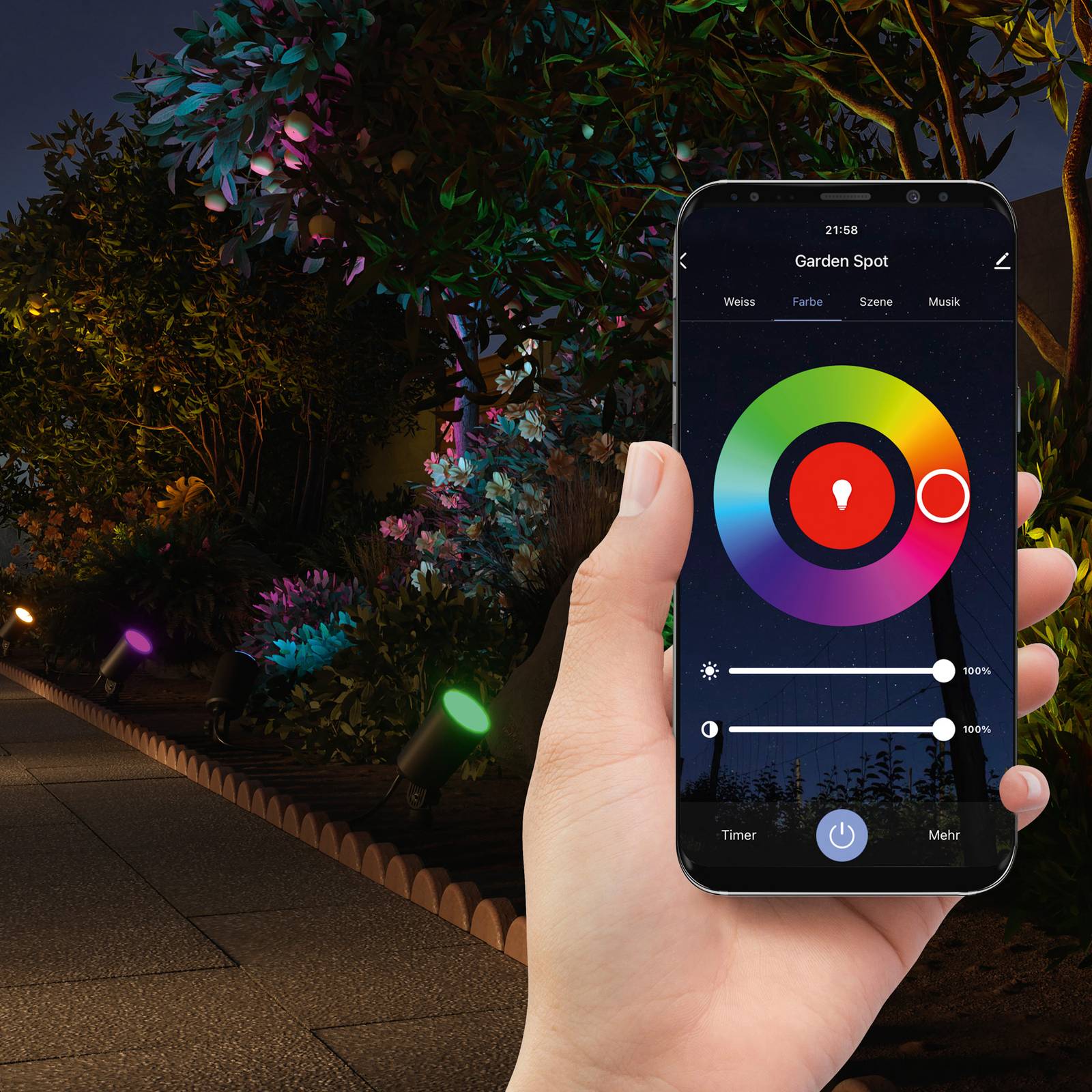 Hama WLAN-Gartenstrahler, Erdspieß, IP65, RGBW, dimmbar Hama WLAN-Gartenstrahler, Erdspieß, IP65, RGBW, dimmbar von Hama