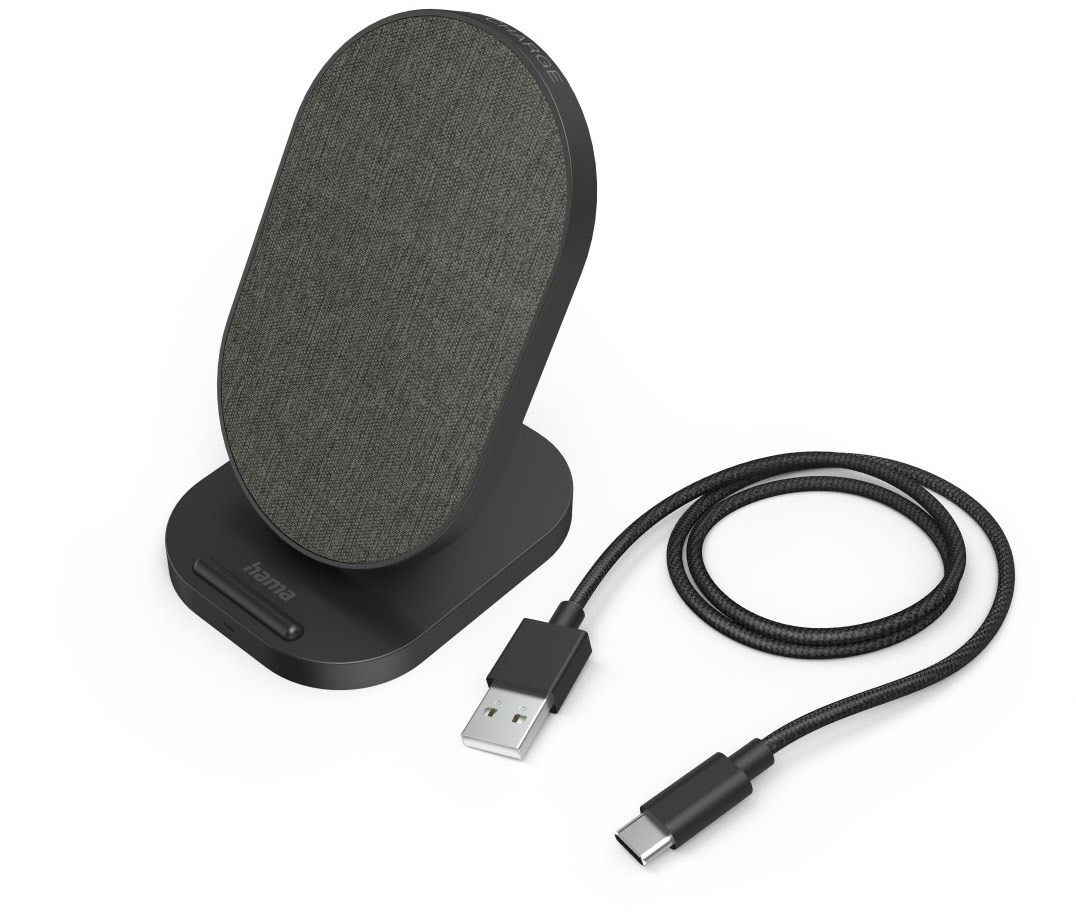 Wireless Charger QI-FC10S-Fabric schwarz von Hama
