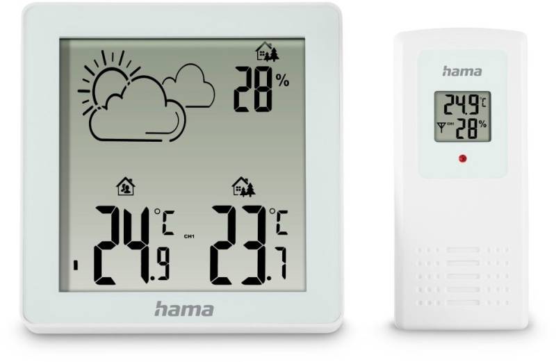 Zakynthos Wetterstation mit Außensensor weiss von Hama