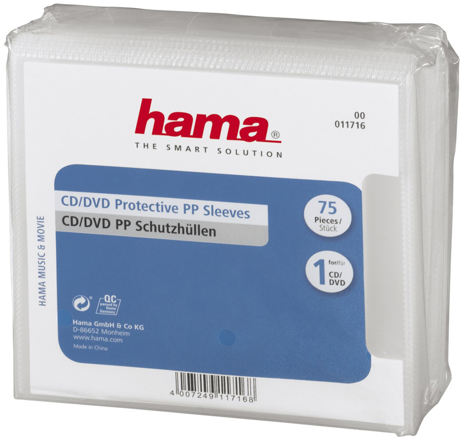 hama CD-/DVD-Hülle, PP, transparent, oben offen von Hama