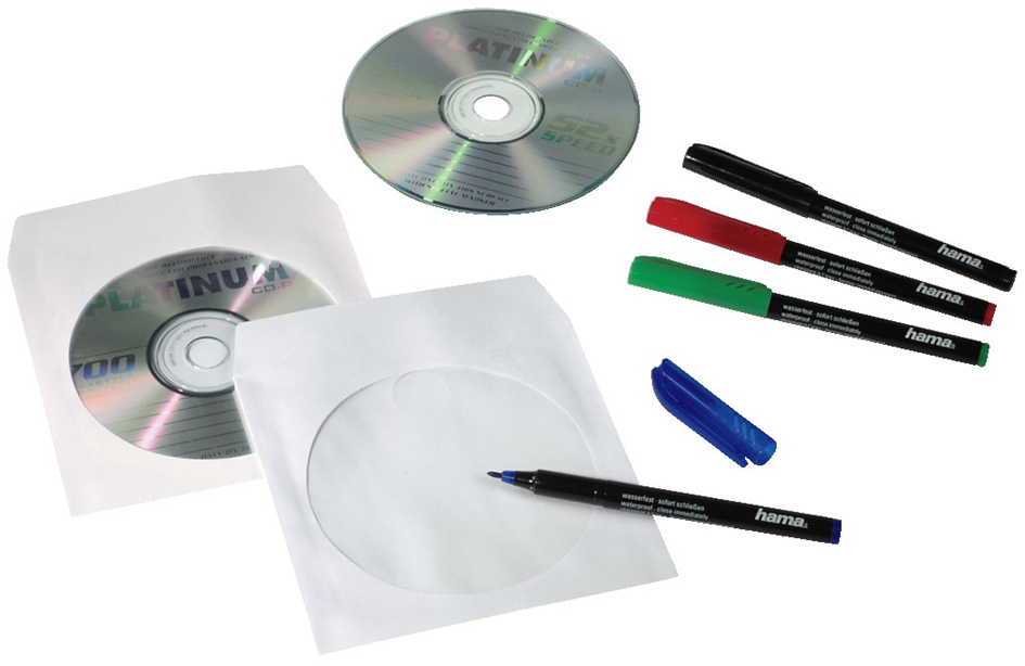 hama CD-/DVD-Papiertasche, für 1 CD/DVD, weiß von Hama
