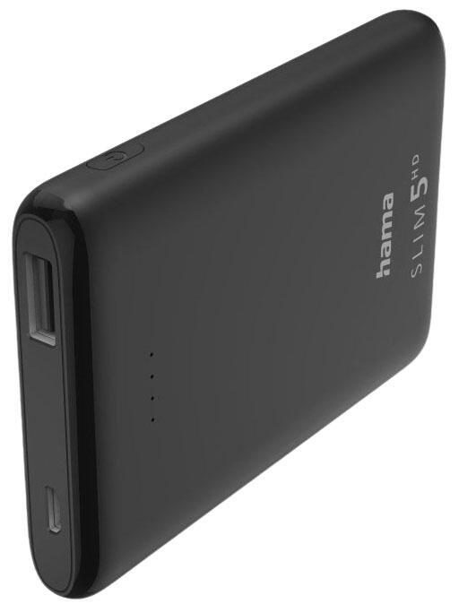 hama SLIM 5HD Powerbank 5.000 mAh schwarz hama SLIM 5HD Powerbank 5.000 mAh schwarz von Hama
