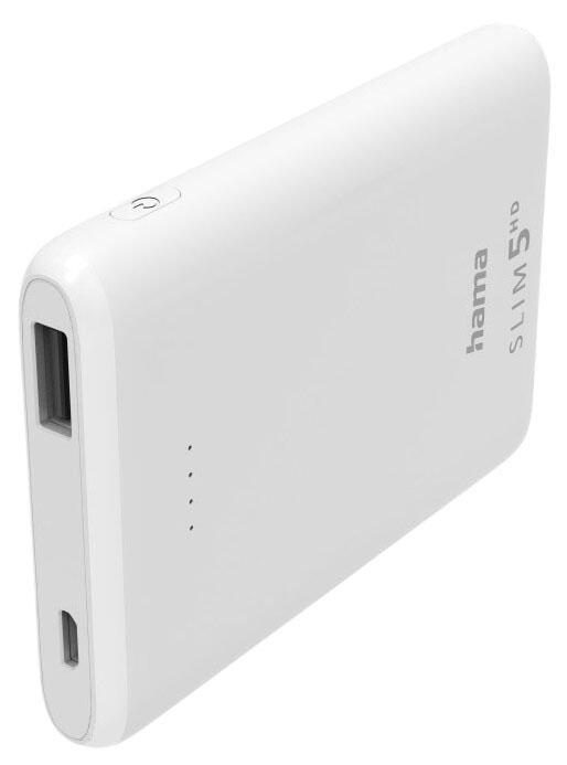 hama SLIM 5HD Powerbank 5.000 mAh weiß von Hama