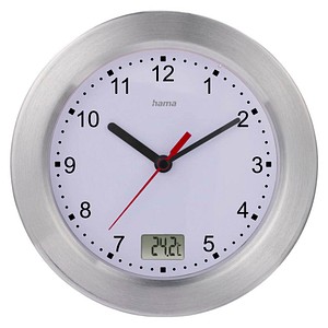 hama Wanduhr Mauritius weiß silber Aluminium gebürstet, Ø 17,0 cm hama Wanduhr Mauritius weiß silber Aluminium gebürstet, Ø 17,0 cm von Hama