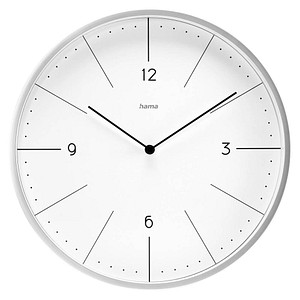 hama Wanduhr Sardinien weiß silber Kunststoff, Ø 30,0 cm hama Wanduhr Sardinien weiß silber Kunststoff, Ø 30,0 cm von Hama