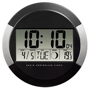 hama digitale Funkwanduhr PP-245 schwarz Kunststoff, Ø 24,5 cm hama digitale Funkwanduhr PP-245 schwarz Kunststoff, Ø 24,5 cm von Hama