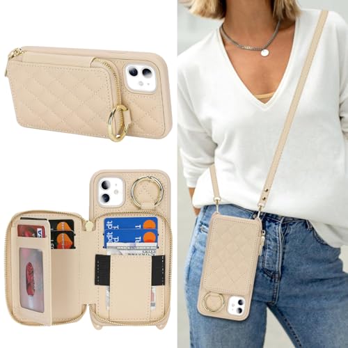 Hamany Schutzhülle für iPhone 11, mit Kartenfach, für iPhone 11, mit Riemen, Kreditkartenfächern, Crossbody mit Ständer, Reißverschluss, Weiß Hamany Schutzhülle für iPhone 11, mit Kartenfach, für iPhone 11, mit Riemen, Kreditkartenfächern, Crossbody mit Ständer, Reißverschluss, Weiß von Hamany