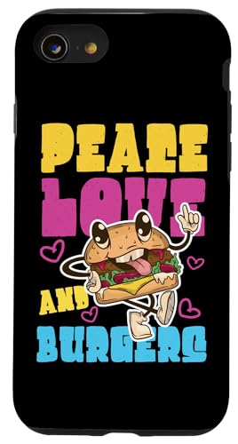 Frieden, Liebe und Burger Lustiger Cheeseburger Hülle für iPhone SE (2020) / 7 / 8 von Hamburger And Cheeseburger Fast Food Designs