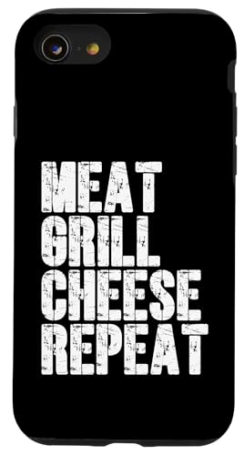 Fleisch, Grill, Käse, Repeat Funny BBQ Hamburger Day Hülle für iPhone SE (2020) / 7 / 8 von Hamburger Apparel & Accessories
