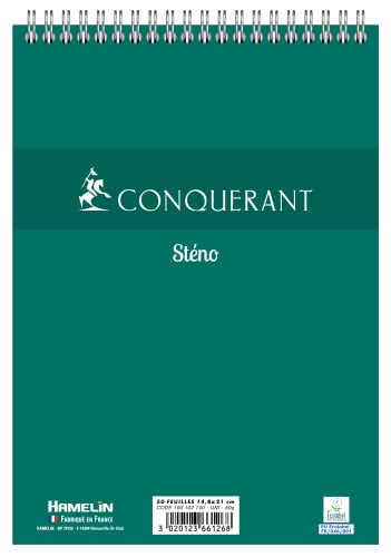 Hamelin Conquerant Stereo-Notizbuch, A5, blanko, 100 Seiten, grüner Karton, 10 Stück von Hamelin