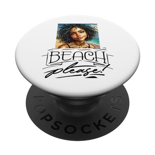 Beach, Please! (süßes Mädchen, windiges Haar und schwarzer Text) PopSockets mit austauschbarem PopGrip von Hamiltonmagic