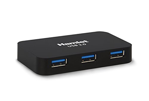 Hamlet xhub430bkpw Hub USB 3.0 4 Ports 5 GBBs mit USB 3.0 Kabel und Stromversorgung 5 V 2 A von Hamlet