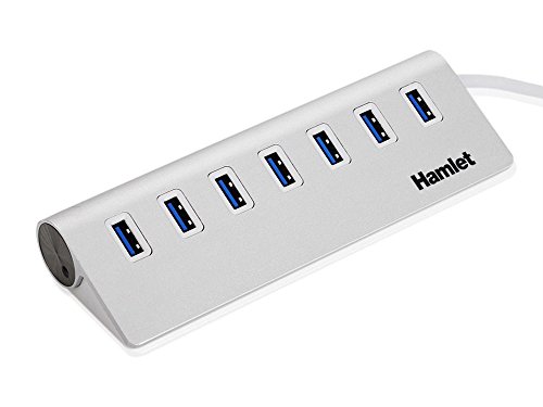 Hamlet xusb370ms – Hub USB 3.0 7 Port Aluminium + Netzteil 3.0 A. Kompatible Mac und PC von Hamlet