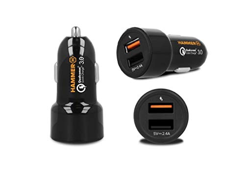 Auto Ladegerät Hammer Car Express 30W 5V/4.8A 2-Port USB Qualcomm QuickCharge 3.0 Kfz Universal-Ladegerät für Android Ladeadapter Zigarettenanzünder 12V/24V Schnellladegerät für Hammer Smartphones von Hammer H