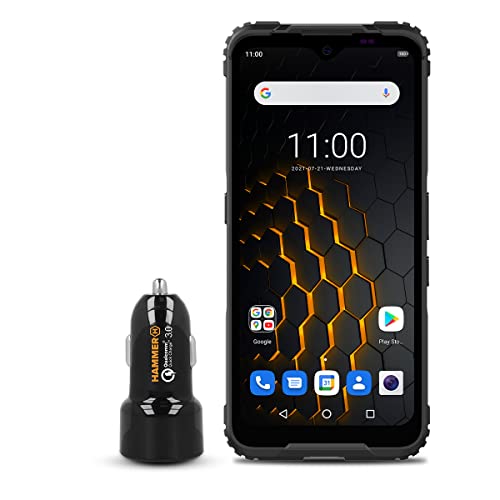 Hammer Blade 5G, Robustes Smartphone eSIM, FHD + IPS 6,3" Bildschirm, 6g ram, 48MP Hauptkamera, IK07, IP69, 5000 mAh, Schnellladung, Android 11, Fingerabdruckleser, USB-C + Auto-Ladegerät Hammer Blade 5G, Robustes Smartphone eSIM, FHD + IPS 6,3" Bildschirm, 6g ram, 48MP Hauptkamera, IK07, IP69, 5000 mAh, Schnellladung, Android 11, Fingerabdruckleser, USB-C + Auto-Ladegerät von Hammer H