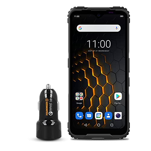 Hammer Blade 5G, Robustes Smartphone eSIM, FHD + IPS 6,3" Bildschirm, 6g ram, 48MP Hauptkamera, IK07, IP69, 5000 mAh, Schnellladung, Android 11, Fingerabdruckleser, USB-C + Auto-Ladegerät von Hammer H