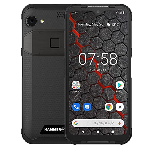 Hammer H Blade 3 6.2“ IPS Outdoor Handy, 48MP Kamera, Militärstandard Smartphone, Mega-Akku 5000mAh mit schneller Ladung, eSIM, NFC, Wasserdicht/Stoßfest, LTE 4G, IP69, Dual SIM - Schwarz von Hammer H