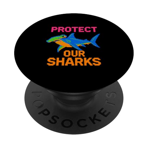 Hammerhead Shark 8-Bit Protect Our Sharks Ocean Surf PopSockets Klebender PopGrip Hammerhead Shark 8-Bit Protect Our Sharks Ocean Surf PopSockets Klebender PopGrip von Hammerhead Harmony - Surf's Up Shark Apparel