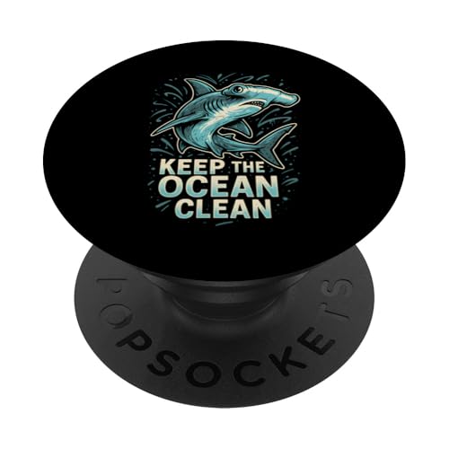 Hammerhead Shark Keep Ocean Clean Retro-Kinderstrand PopSockets Klebender PopGrip Hammerhead Shark Keep Ocean Clean Retro-Kinderstrand PopSockets Klebender PopGrip von Hammerhead Harmony - Surf's Up Shark Apparel