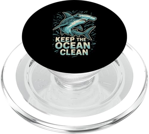 Hammerhead Shark Keep Ocean Clean Retro-Kinderstrand PopSockets PopGrip für MagSafe Hammerhead Shark Keep Ocean Clean Retro-Kinderstrand PopSockets PopGrip für MagSafe von Hammerhead Harmony - Surf's Up Shark Apparel