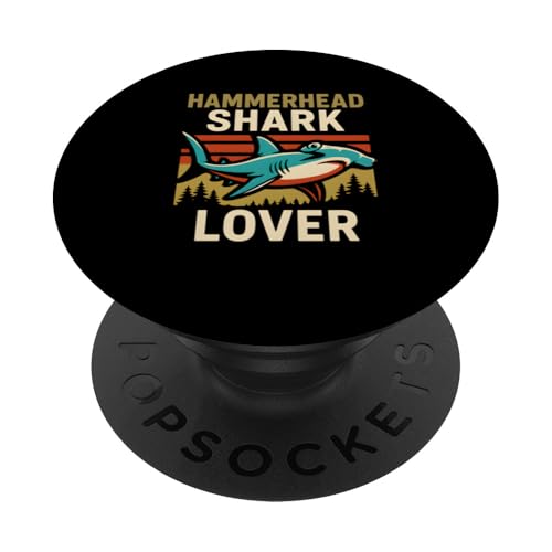 Hammerhead Shark Lover Retro-Sonnenuntergang im Vintage-Stil, Meer und Strand PopSockets Klebender PopGrip Hammerhead Shark Lover Retro-Sonnenuntergang im Vintage-Stil, Meer und Strand PopSockets Klebender PopGrip von Hammerhead Harmony - Surf's Up Shark Apparel