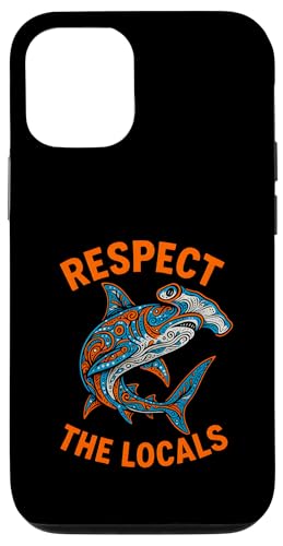 Hammerhead Shark Respect The Locals im Retro-Surfstil Hülle für iPhone 12/12 Pro Hammerhead Shark Respect The Locals im Retro-Surfstil Hülle für iPhone 12/12 Pro von Hammerhead Harmony - Surf's Up Shark Apparel