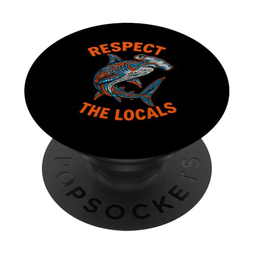 Hammerhead Shark Respect The Locals im Retro-Surfstil PopSockets Klebender PopGrip Hammerhead Shark Respect The Locals im Retro-Surfstil PopSockets Klebender PopGrip von Hammerhead Harmony - Surf's Up Shark Apparel