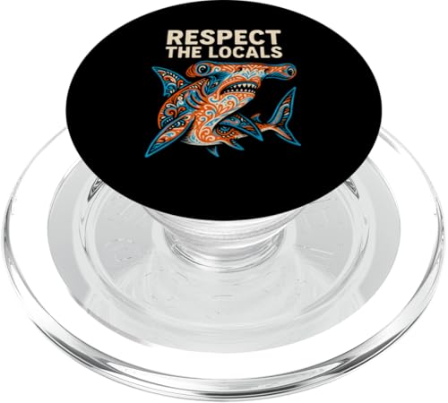 Hammerhead Shark Respect The Locals im Retro-Surfstil PopSockets PopGrip für MagSafe Hammerhead Shark Respect The Locals im Retro-Surfstil PopSockets PopGrip für MagSafe von Hammerhead Harmony - Surf's Up Shark Apparel